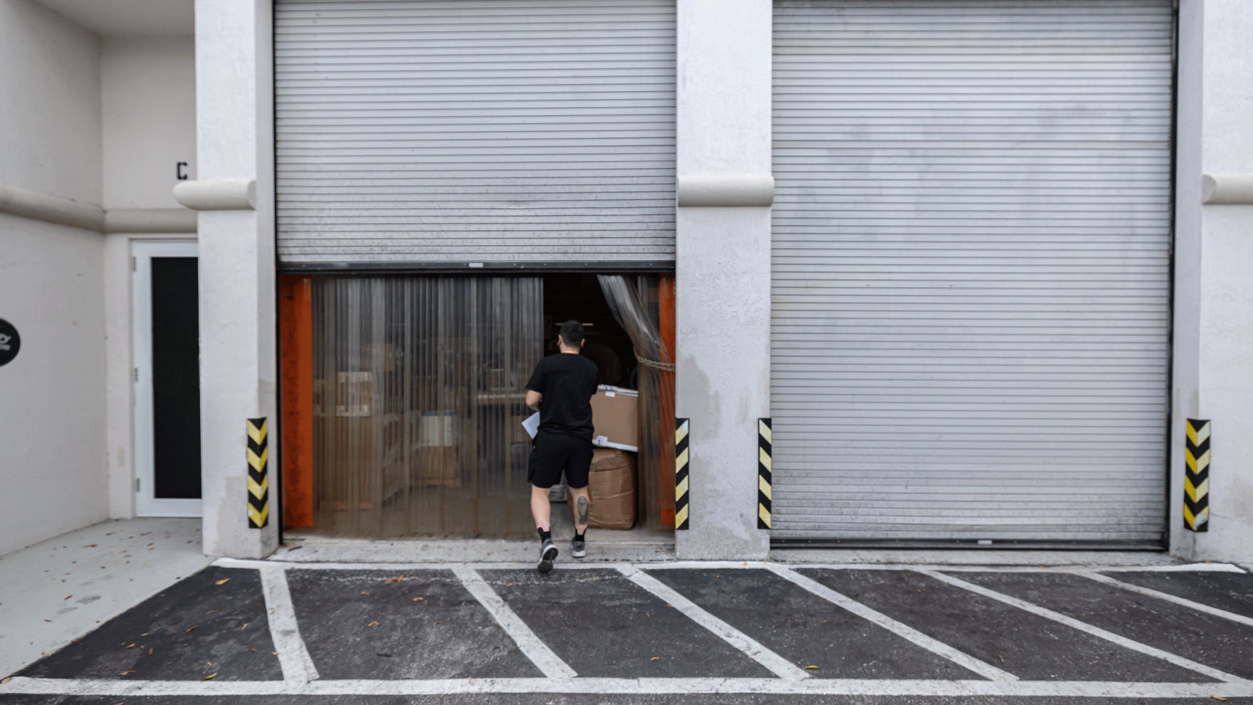 worker arriving at bonded warehouse